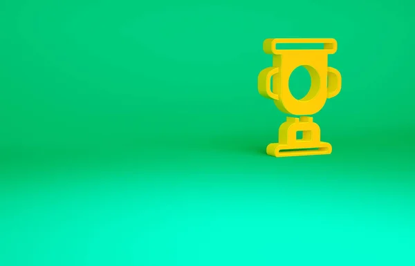 Orange Award kupa ikon elszigetelt zöld háttérrel. Győztes trófea szimbólum. Bajnokság vagy verseny trófea. Sportteljesítmény tábla. Minimalizmus koncepció. 3d illusztráció 3D render — Stock Fotó