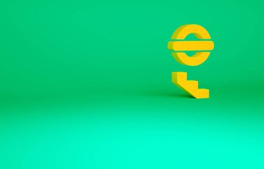 Yeşil arka planda izole edilmiş turuncu Londra yeraltı ikonu. Minimalizm kavramı. 3d illüstrasyon 3B canlandırma