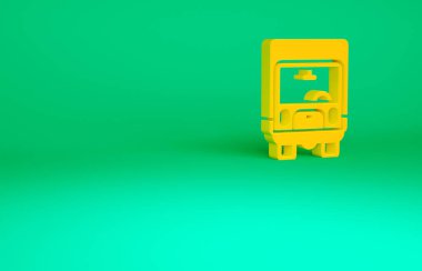 Turuncu kargo kamyonu ikonu yeşil arka planda izole edildi. Minimalizm kavramı. 3d illüstrasyon 3B canlandırma