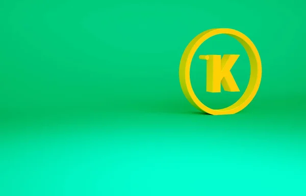Icône Kelvin orange isolé sur fond vert. Concept de minimalisme. Illustration 3D rendu 3D — Photo