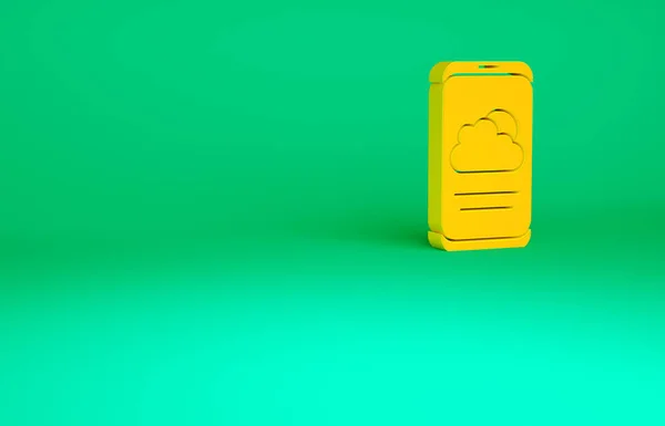 Orange Icône météo isolée sur fond vert. Concept de minimalisme. Illustration 3D rendu 3D — Photo