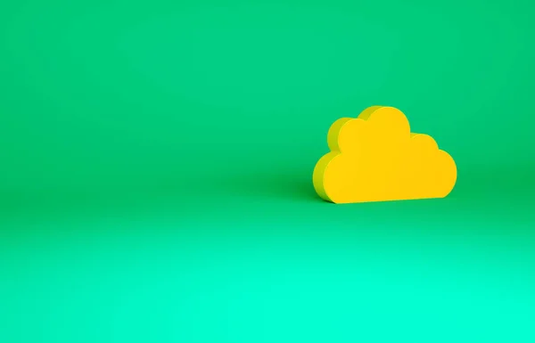 Orangefarbenes Wolkensymbol auf grünem Hintergrund. Minimalismus-Konzept. 3D Illustration 3D Renderer — Stockfoto