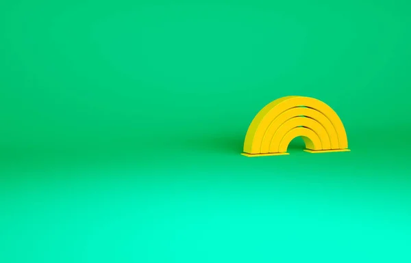 Πορτοκαλί εικονίδιο Rainbow απομονωμένο σε πράσινο φόντο. Μινιμαλιστική έννοια. 3d απεικόνιση 3D καθιστούν — Φωτογραφία Αρχείου