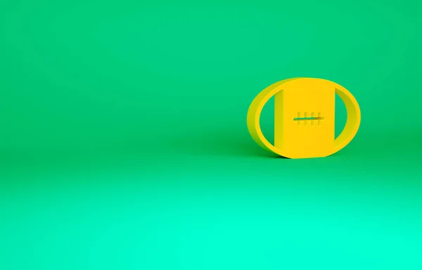 Icono de pelota de rugby naranja aislado sobre fondo verde. Concepto minimalista. 3D ilustración 3D render — Foto de Stock
