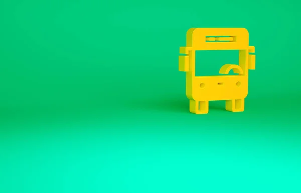 Icona Orange Bus isolata su sfondo verde. Concetto di trasporto. Autobus segno di trasporto tour. Turismo o simbolo del veicolo pubblico. Concetto minimalista. Illustrazione 3d rendering 3D — Foto Stock