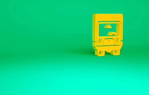 Oranje Levering vrachtwagen pictogram geïsoleerd op groene achtergrond. Minimalisme concept. 3d illustratie 3D renderen — Stockfoto