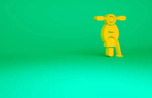 Orange Scooter ikon isolerad på grön bakgrund. Minimalistiskt koncept. 3D-återgivning för 3D — Stockfoto