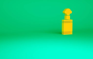 Turuncu El bombası ikonu yeşil arka planda izole edildi. Bomba patlaması. Minimalizm kavramı. 3d illüstrasyon 3B canlandırma