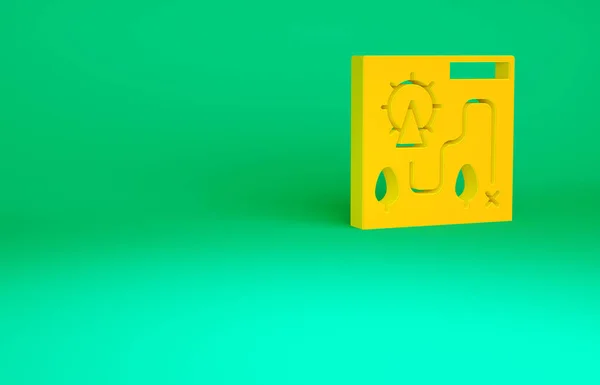 Oranžová ikona zábavního parku izolovaná na zeleném pozadí. Zábava na dovolené. Minimalismus. 3D ilustrace 3D vykreslení — Stock fotografie