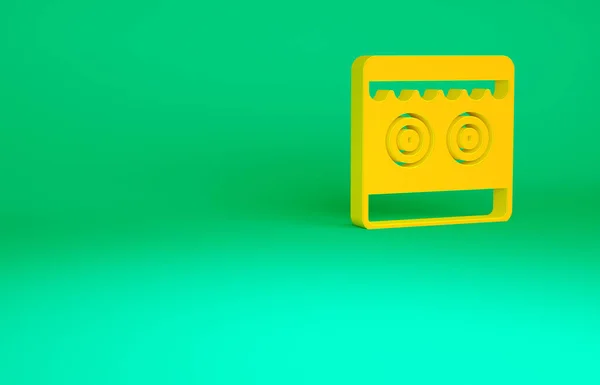 Иконка Оранжевой Стрелковой Галереи выделена на зеленом фоне. Концепция минимализма. 3D-рендеринг — стоковое фото