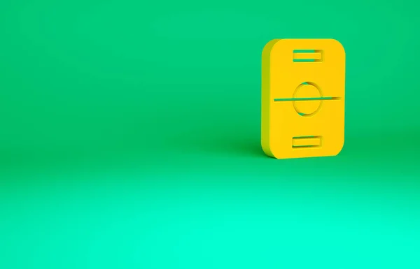 Icona tavolo da hockey arancione isolato su sfondo verde. Concetto minimalista. Illustrazione 3d rendering 3D — Foto Stock