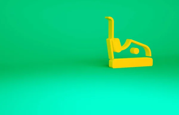 Orange Bumper icono del coche aislado sobre fondo verde. Parque de atracciones. Parque infantil de entretenimiento, parque recreativo. Concepto minimalista. 3D ilustración 3D render — Foto de Stock