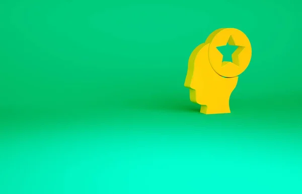 Orange USA Head Ikone isoliert auf grünem Hintergrund. Vereinigte Staaten von Amerika. Unabhängigkeitstag. Minimalismus-Konzept. 3D Illustration 3D Renderer — Stockfoto
