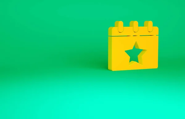 Calendário Dia laranja com data 4 de julho ícone isolado no fundo verde. Dia da Independência dos EUA. 4 de Julho. Conceito de minimalismo. 3D ilustração 3D render — Fotografia de Stock