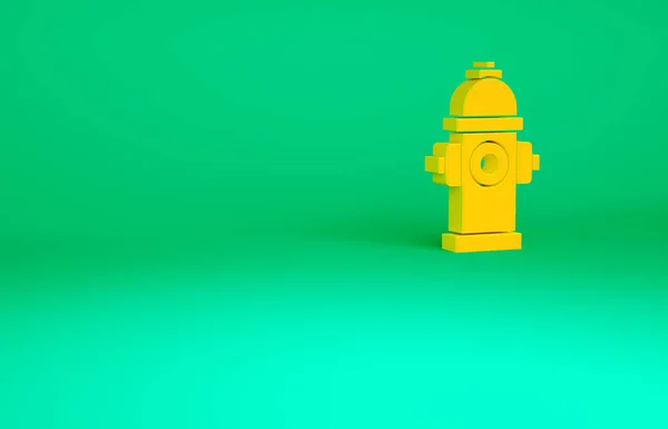Ikon hidran Orange Fire diisolasi pada latar belakang hijau. Konsep minimalisme. Tampilan 3D ilustrasi 3d — Stok Foto