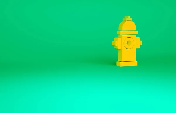 Oranžový hydrant ikona izolované na zeleném pozadí. Minimalismus. 3D ilustrace 3D vykreslení — Stock fotografie