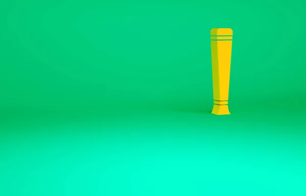 Orangefarbener Gummiknüppel der Polizei isoliert auf grünem Hintergrund. Gummiknüppel. Polizeihund. Polizeiausrüstung. Minimalismus-Konzept. 3D Illustration 3D Renderer — Stockfoto