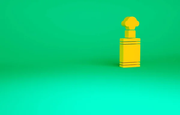 Icono de granada de mano naranja aislado sobre fondo verde. Explosión de bombas. Concepto minimalista. 3D ilustración 3D render —  Fotos de Stock