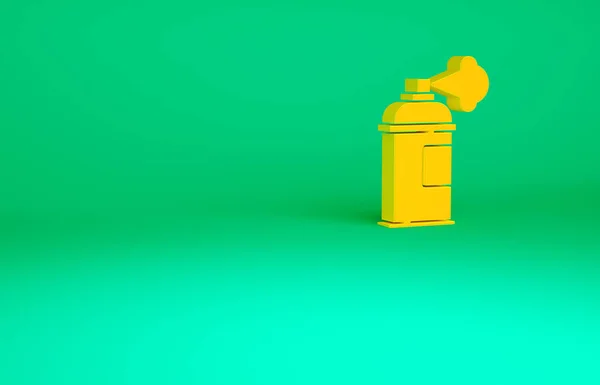Spray de tinta laranja pode ícone isolado no fundo verde. Conceito de minimalismo. 3D ilustração 3D render — Fotografia de Stock