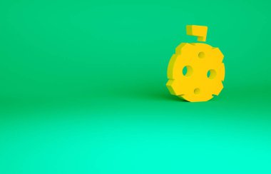 Yeşil arka planda izole edilmiş turuncu ay bayrak simgesi. Minimalizm kavramı. 3d illüstrasyon 3B canlandırma