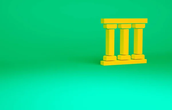 Ícone da janela da prisão laranja isolado no fundo verde. Conceito de minimalismo. 3D ilustração 3D render — Fotografia de Stock