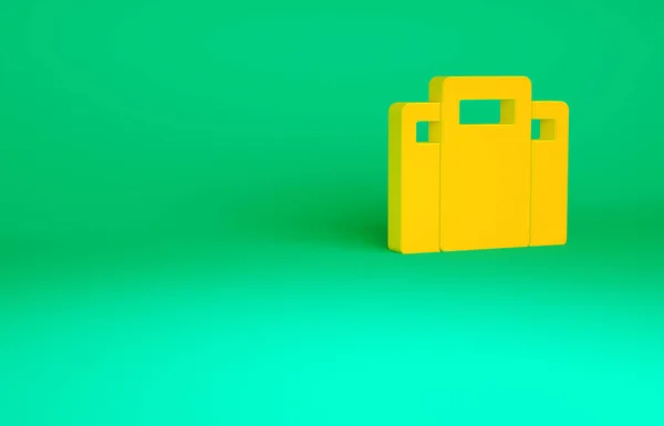 Icono del escudo de asalto de la policía naranja aislado sobre fondo verde. Concepto minimalista. 3D ilustración 3D render —  Fotos de Stock