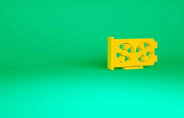 Icona scheda grafica Orange Video isolata su sfondo verde. Concetto minimalista. Illustrazione 3d rendering 3D — Foto Stock