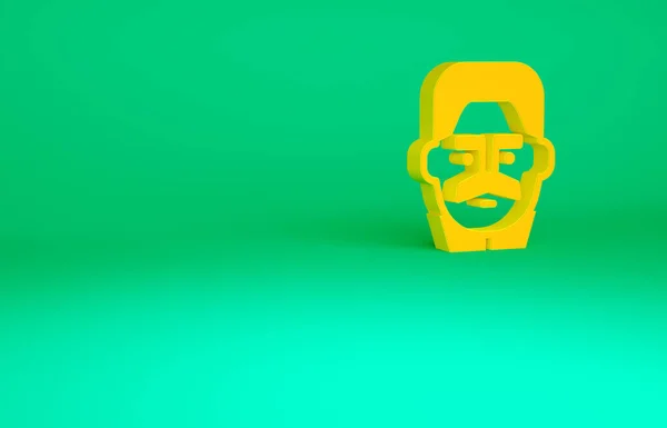 Retrato naranja del icono de Joseph Stalin aislado sobre fondo verde. Concepto minimalista. 3D ilustración 3D render —  Fotos de Stock