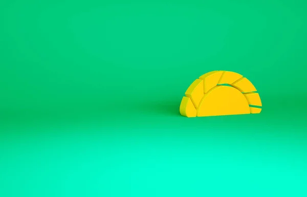 Icono de Dumpling naranja aislado sobre fondo verde. Plato chino tradicional. Concepto minimalista. 3D ilustración 3D render —  Fotos de Stock