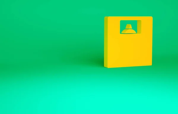 Orange Badrum skalor ikon isolerad på grön bakgrund. Viktmått Utrustning. Vikt skala fitness sport koncept. Minimalistiskt koncept. 3D-återgivning för 3D — Stockfoto