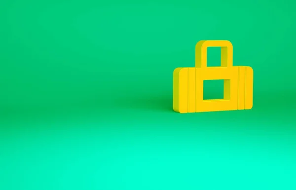 Orange Sport väska ikon isolerad på grön bakgrund. Minimalistiskt koncept. 3D-återgivning för 3D — Stockfoto