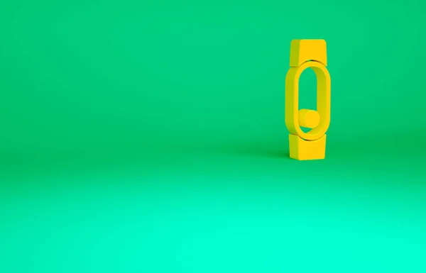 Ícone Smartwatch laranja isolado no fundo verde. Conceito de minimalismo. 3D ilustração 3D render — Fotografia de Stock