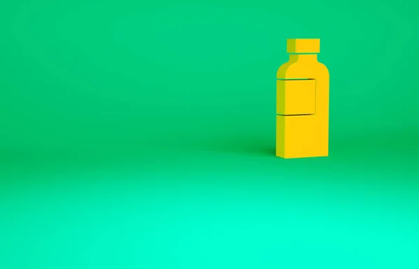 Oranžová Fitness Shaker ikona izolované na zeleném pozadí. Sportovní třepačka s víčkem na vodu a proteinové koktejly. Minimalismus. 3D ilustrace 3D vykreslení — Stock fotografie