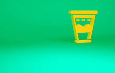 Turuncu Meksika davul ikonu yeşil arka planda izole edilmiş. Müzik işareti. Müzik aleti sembolü. Minimalizm kavramı. 3d illüstrasyon 3B canlandırma