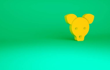 Turuncu Köpek simgesi yeşil arkaplanda izole edildi. Minimalizm kavramı. 3d illüstrasyon 3B canlandırma