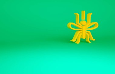 Turuncu sivrisinek simgesi yeşil arkaplanda izole edildi. Minimalizm kavramı. 3d illüstrasyon 3B canlandırma