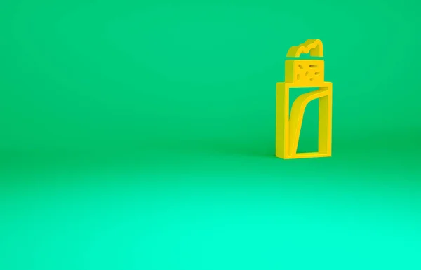Иконка оранжевого буррито выделена на зеленом фоне. Традиционный мексиканский фаст-фуд. Концепция минимализма. 3D-рендеринг — стоковое фото