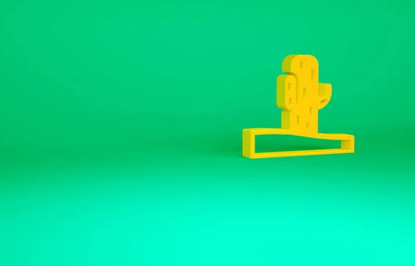 Ícone de cacto laranja isolado no fundo verde. Conceito de minimalismo. 3D ilustração 3D render — Fotografia de Stock