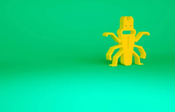 緑の背景に隔離されたオレンジ色のテルマイトアイコン。最小限の概念。3Dイラスト3Dレンダリング — ストック写真