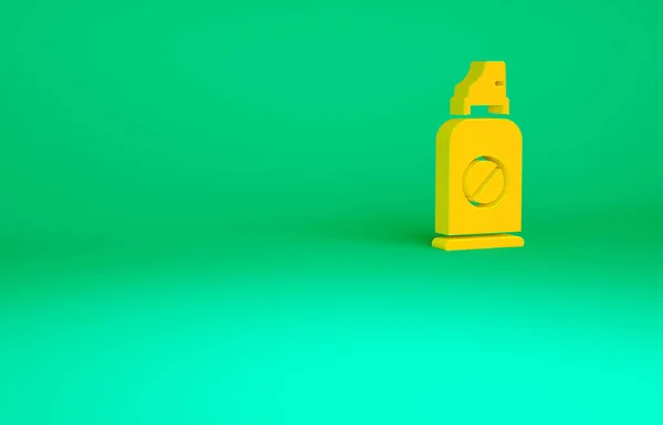 Spray naranja contra insectos icono aislado sobre fondo verde. Concepto minimalista. 3D ilustración 3D render —  Fotos de Stock