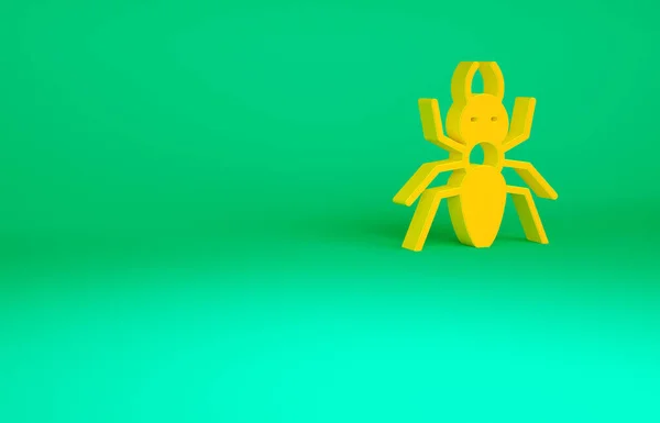 Icono de la hormiga naranja aislado sobre fondo verde. Concepto minimalista. 3D ilustración 3D render — Foto de Stock