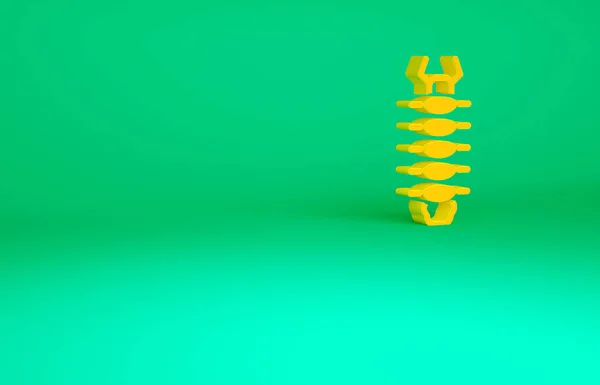 Ícone de inseto laranja Centopeia isolado no fundo verde. Conceito de minimalismo. 3D ilustração 3D render — Fotografia de Stock