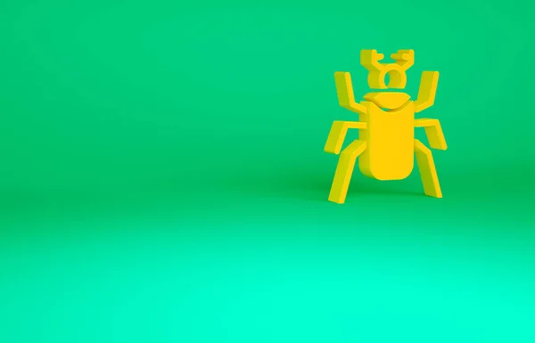 Ícone de bug do besouro laranja isolado no fundo verde. Conceito de minimalismo. 3D ilustração 3D render — Fotografia de Stock