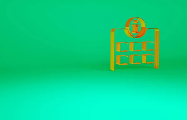 Icono de información naranja aislado sobre fondo verde. Concepto minimalista. 3D ilustración 3D render — Foto de Stock