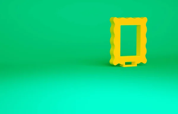 Εικόνα πορτοκαλί που απομονώνεται σε πράσινο φόντο. Μινιμαλιστική έννοια. 3d απεικόνιση 3D καθιστούν — Φωτογραφία Αρχείου