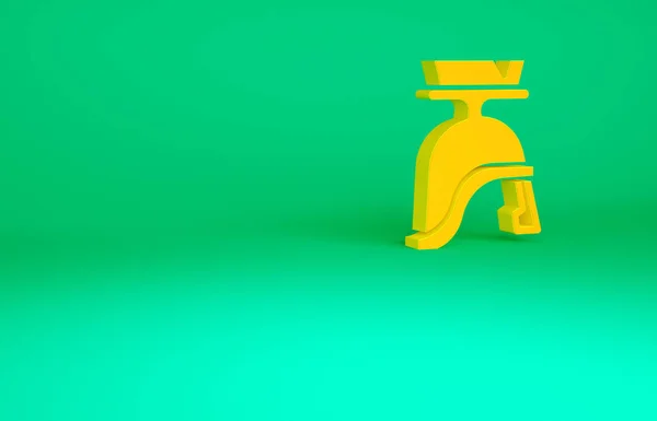 Orange romersk armé hjälm ikon isolerad på grön bakgrund. Minimalistiskt koncept. 3D-återgivning för 3D — Stockfoto