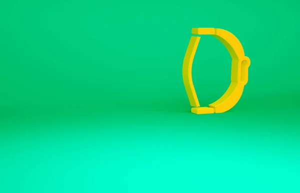 Іграшкова іграшка Orange Bow ізольована на зеленому фоні. Концепція мінімалізму. 3D ілюстрація 3D рендеринга — стокове фото