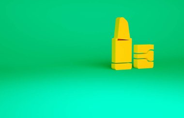 Turuncu ruj simgesi yeşil arkaplanda izole edildi. Minimalizm kavramı. 3d illüstrasyon 3B canlandırma