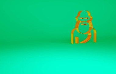 Turuncu Sokrates simgesi yeşil arkaplanda izole edildi. Sokrat Antik Yunan Atinası Antik Felsefe. Minimalizm kavramı. 3d illüstrasyon 3B canlandırma