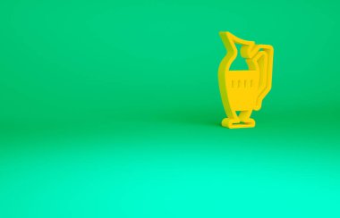 Turuncu Kadim amfora simgesi yeşil arkaplanda izole edildi. Minimalizm kavramı. 3d illüstrasyon 3B canlandırma